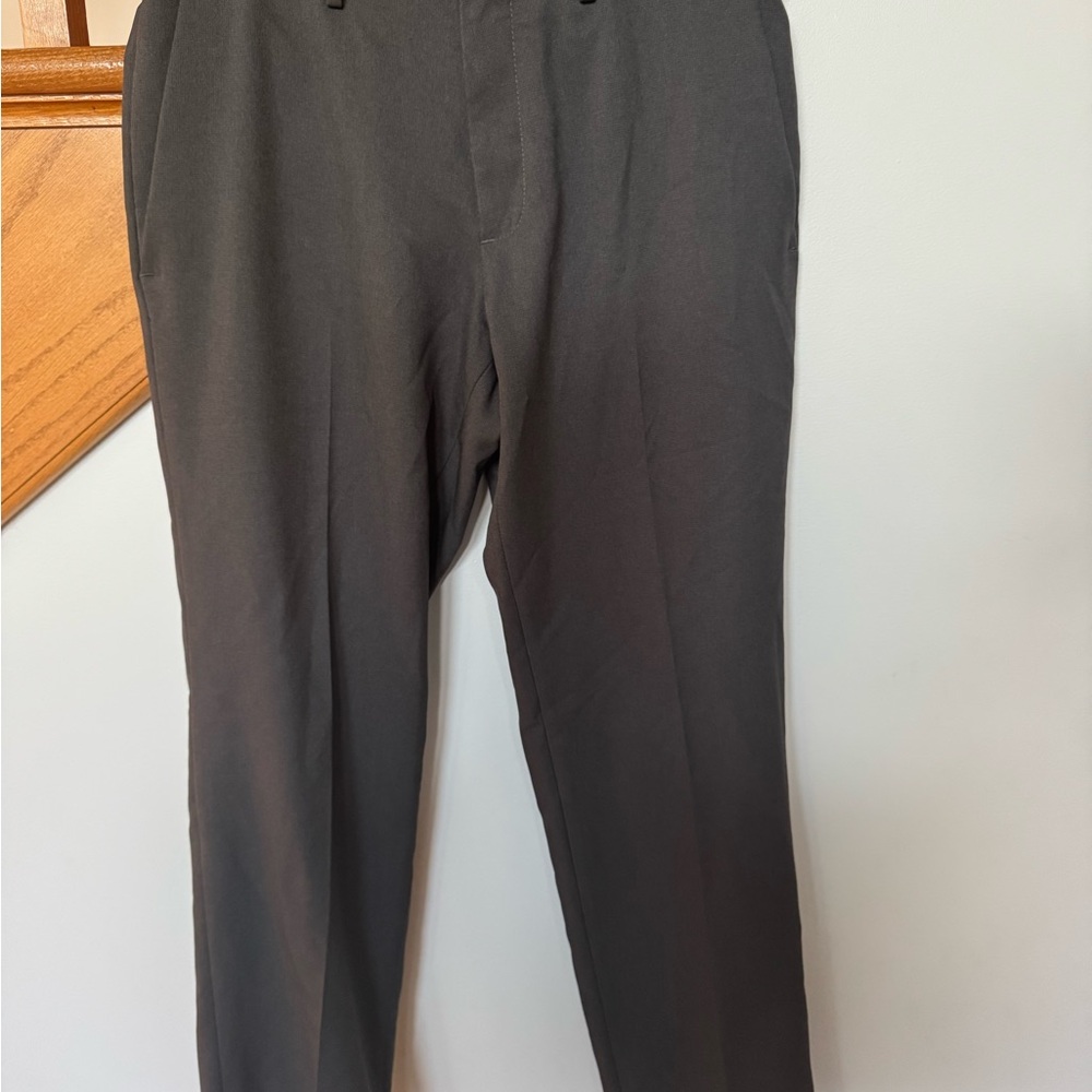 Reaction Kenneth Cole Men’s Charcoal Dress Pants Straight-Leg Flat Front 32Wx30L
